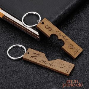 Porte-clé en bois pour couples, design élégant