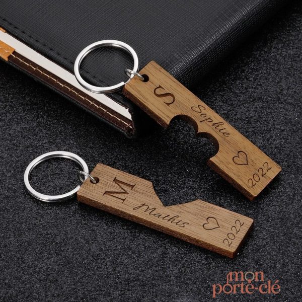 Porte-clé en bois pour couples, design élégant