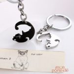Porte-clé en forme de chat pour couple amoureux