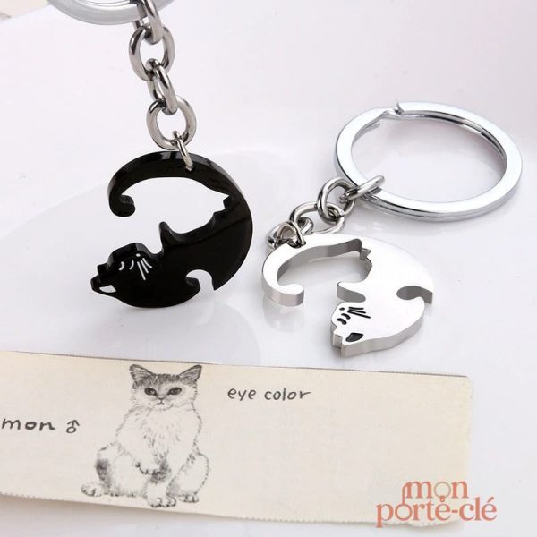 Porte-clé en forme de chat pour couple amoureux