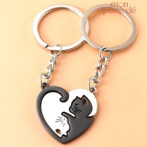 Porte-clé original couple chat, idée cadeau