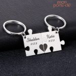 Porte-clé couple gravé personnalisé pour un cadeau romantique