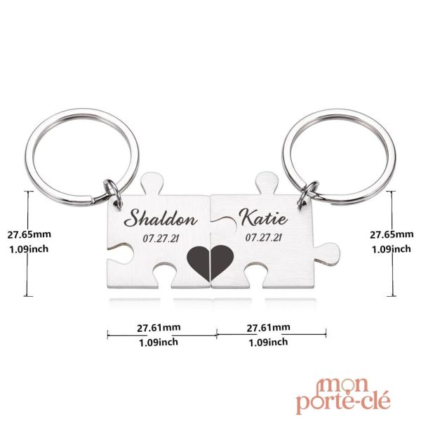 Porte-clé couple gravé, un petit cadeau plein de sens