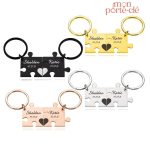 Porte-clé gravé pour couple, symbole d'amour et d'affection