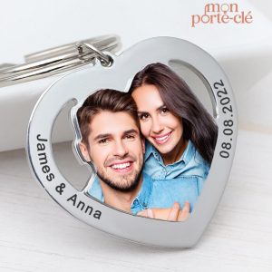 Porte-clé couple photo personnalisé