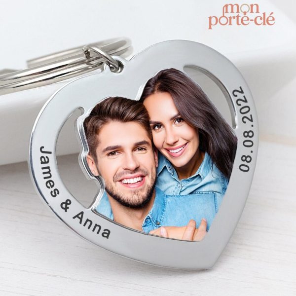 Porte-clé couple photo personnalisé
