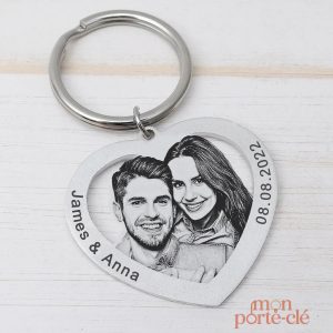 Porte-clé couple avec photo personnalisée