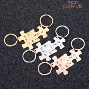 Porte-Clé Puzzle pour couples, symbole d'amour