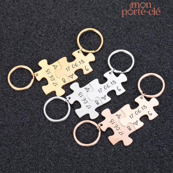 Porte-Clé Puzzle pour couples, symbole d'amour