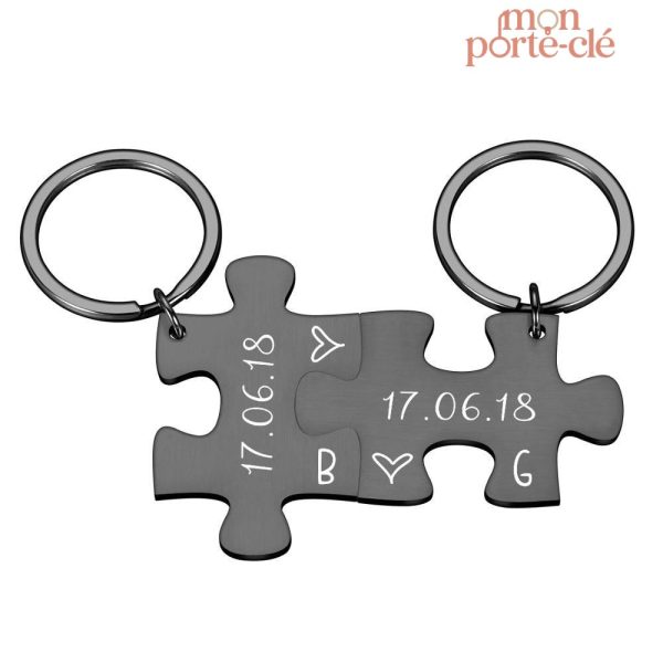 Porte-Clé Couple, pièce unique en puzzle à personnaliser