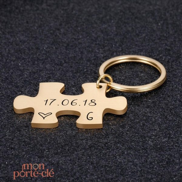 Porte-Clé Couple Puzzle, accessoire sentimental