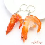 Porte-clé créatif crevette, accessoire tendance et fun