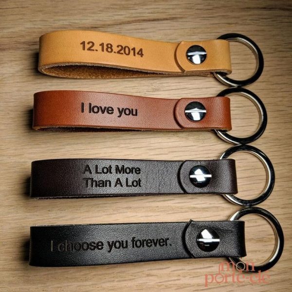 Porte-clé cuir gravé élégant et personnalisé