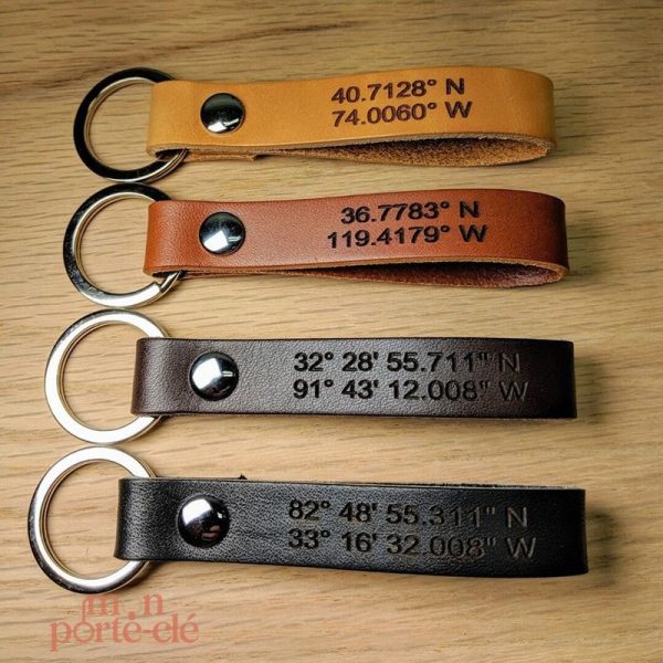 Porte-clé en cuir avec gravure sur demande