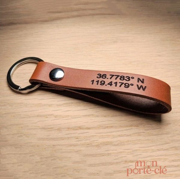 Accessoire en cuir gravé pour clé unique