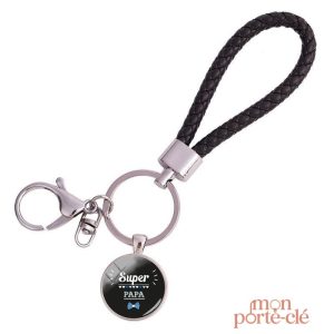 Porte-clé Super Papa pour la Fête des Pères en cuir
