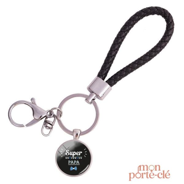 Porte-clé Super Papa pour la Fête des Pères en cuir