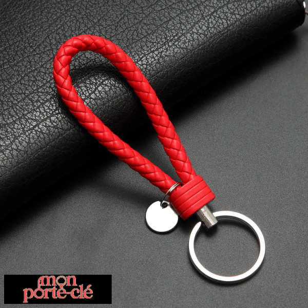 Accessoire en cuir tressé, porte-clé durable
