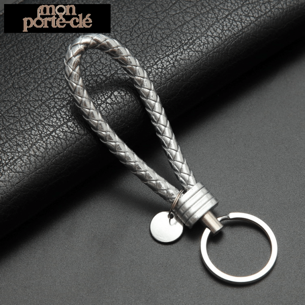 Porte-Clé minimaliste en cuir tressé, look sophistiqué