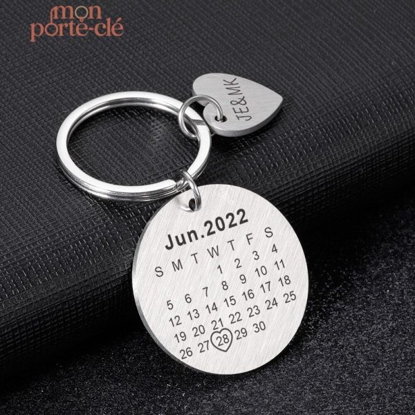 Porte-clé date couple élégant et personnalisé