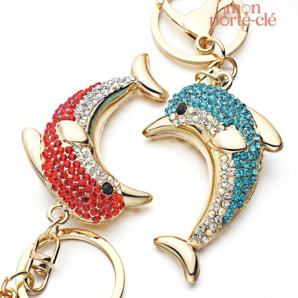Porte-clé en métal dauphin stylisé