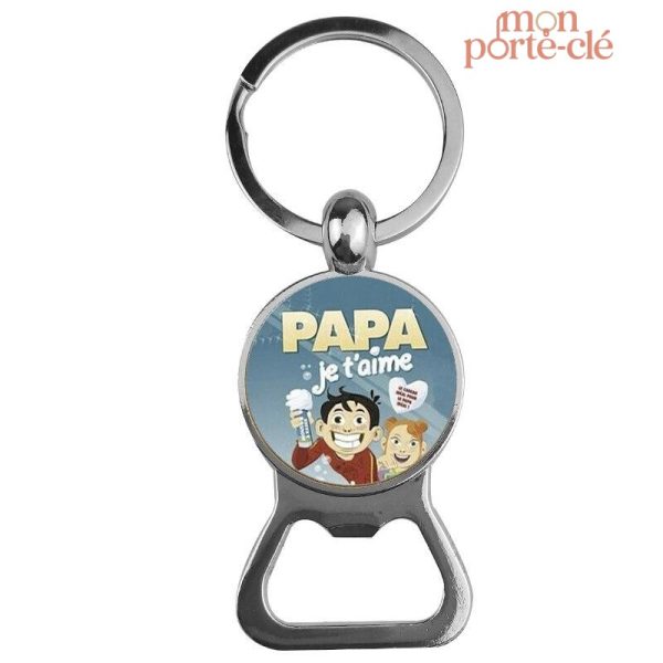 Porte-clé en acier avec message Je T'Aime Papa