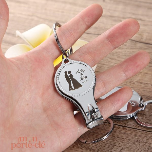 Porte-clé mariage avec décapsuleur intégré