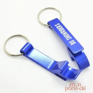 Porte-clé décapsuleur publicitaire en métal