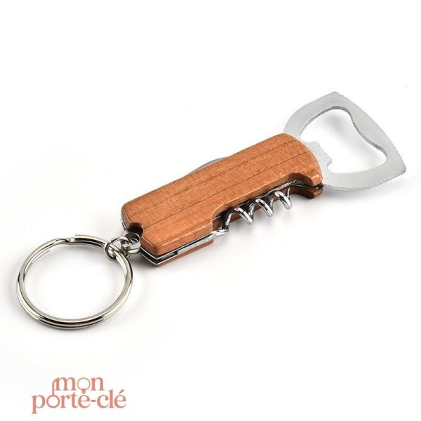 Porte-Clé Décapsuleur Wood en acier