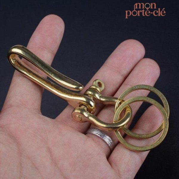 Porte-clé en acier au crochet doré, accessoire pratique