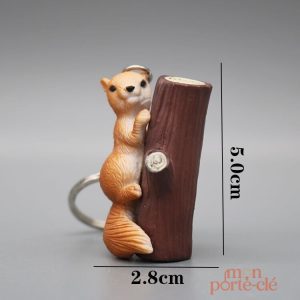 Porte-clé animal en forme d'écureuil, accessoire pratique
