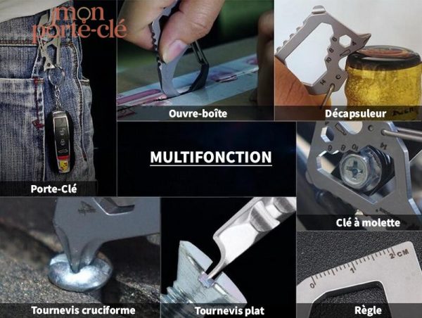 EDC Shark, porte-clé multifonction robuste en acier