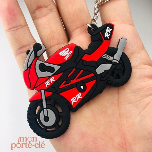 Porte-clé pour moto, design moderne en rouge vibrant