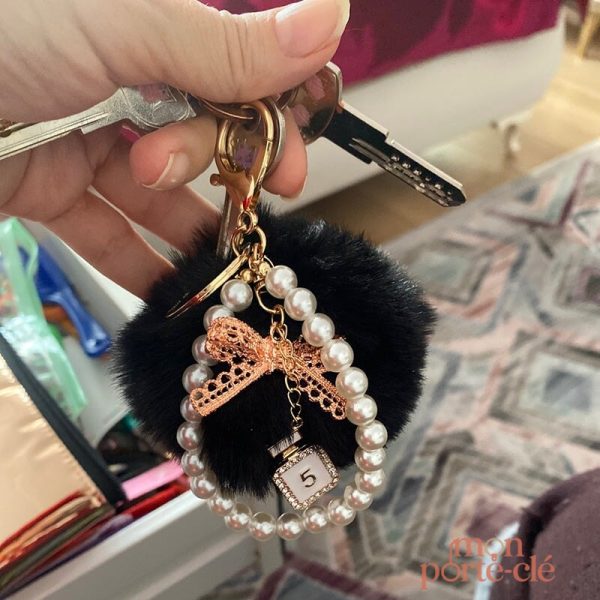 Porte-clé pompon coloré pour femme