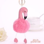 Porte-clé coloré avec motif flamant rose