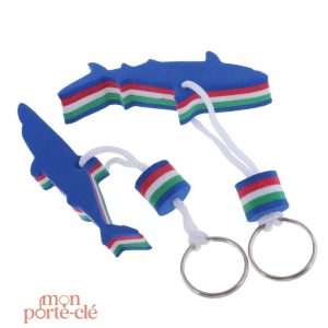 Porte-clé flottant amusant en forme de requin bleu
