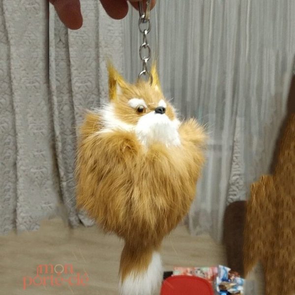 Accessoire porte-clé en fourrure renard