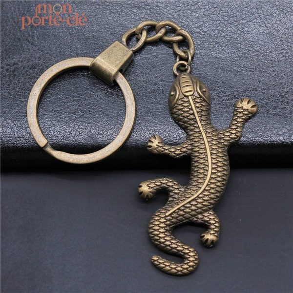Porte-clé Gecko en métal coloré, porte-clé animal