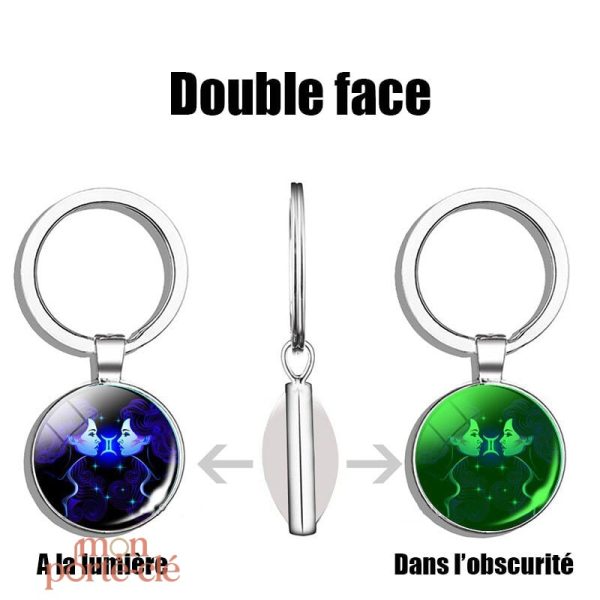 Accessoire de mode astrologique : porte-clé Gémeaux