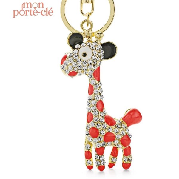 Porte-clé animal en forme de girafe, accessoire pratique et fun