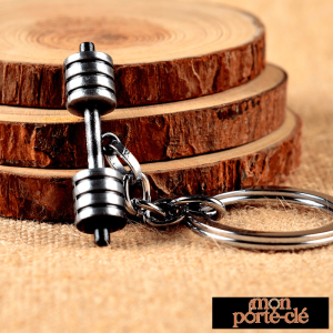 Porte-clé haltère original en métal