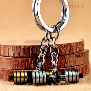 Porte-clé design haltère, accessoire sportif