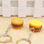 Porte-clé hamburger en caoutchouc souple