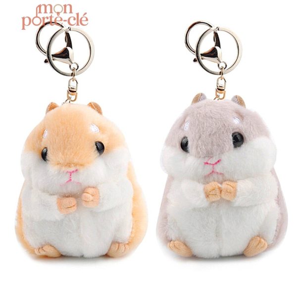 Porte-clé en peluche, hamster dans un design adorable et coloré