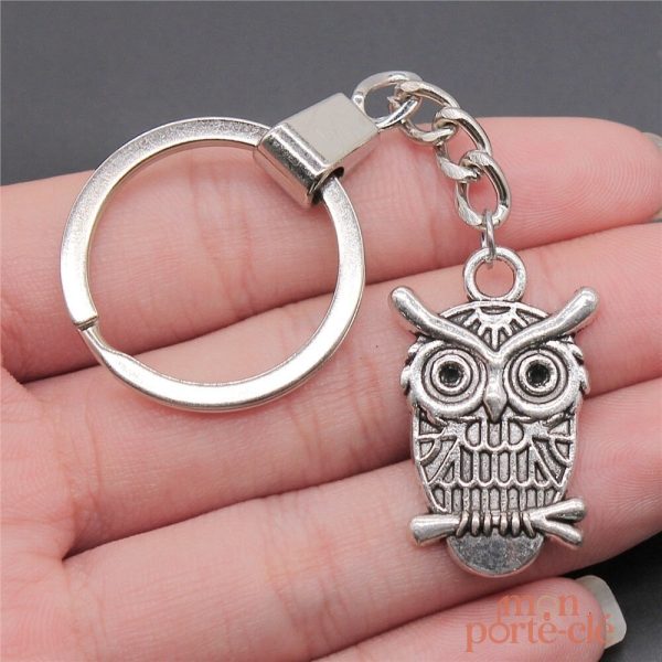 Porte-clé chouette en métal, accessoire tendance