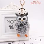Porte-clé hibou en peluche doux et mignon