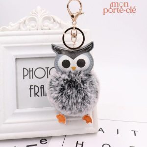 Porte-clé hibou en peluche doux et mignon
