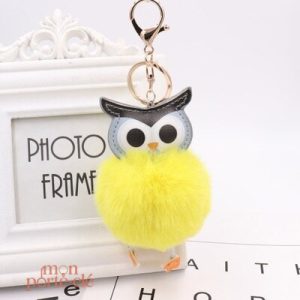 Porte-clé chouette en peluche colorée et amusante