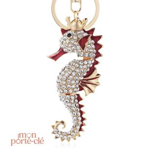 Porte-clé hippocampe en métal décoratif