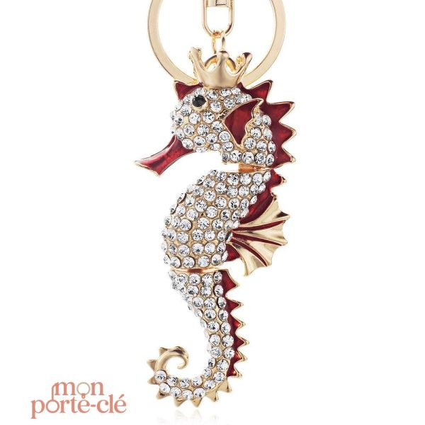 Porte-clé hippocampe en métal décoratif